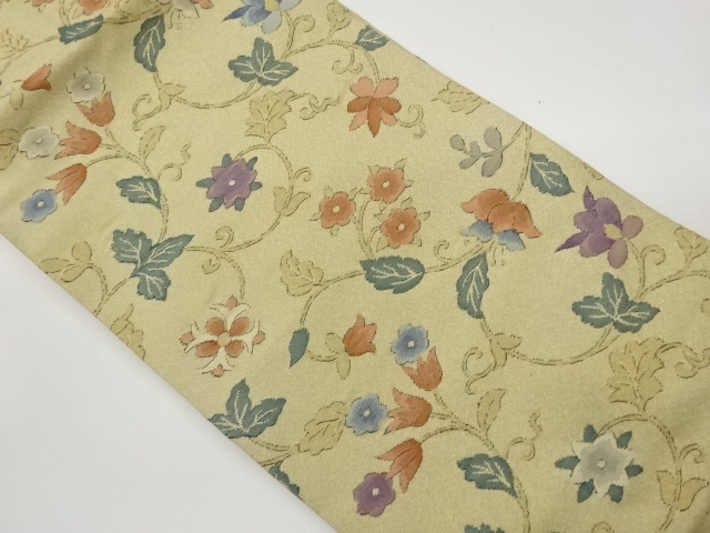 JAPANESE KIMONO / FLOWER ARABESQUE PATTERN WOVEN NAGOYA OBI